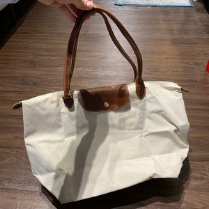 Longchamp cream Le Pliage tote